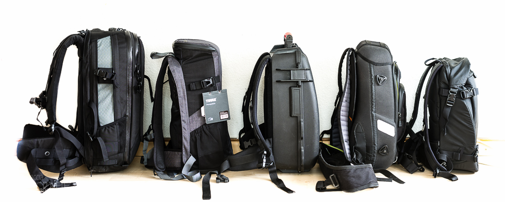 Lowepro Vertex 300, Thule Perspektiv Backpack, HPRC3500, Boblbee Procam500XT, F-Stop Kenti